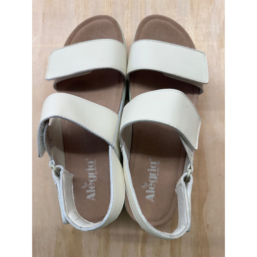 Alegria Bailee Cream Leather Platform Sandals Womens 42 BAI-609 Rocker Sole